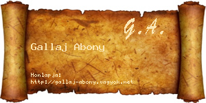 Gallaj Abony névjegykártya